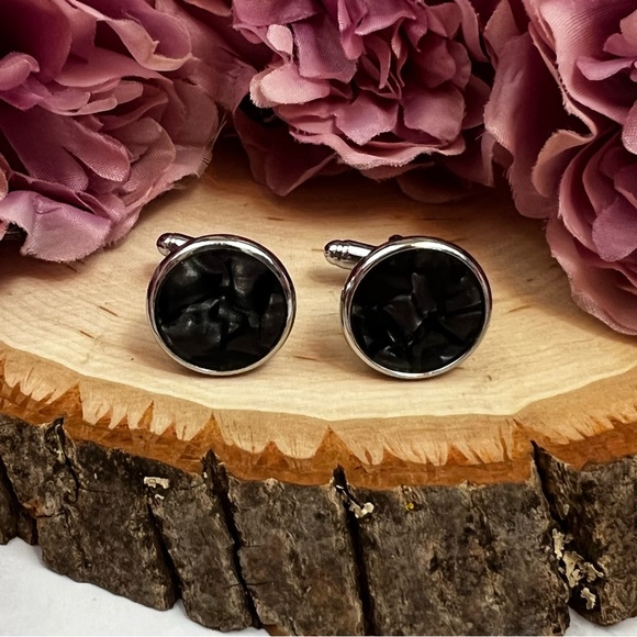 Black Mother of Pearl Cufflinks Tuxedo Studs Formal 8 Pcs Set - Picture 9 of 16